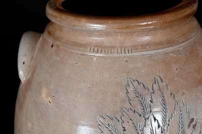 Extremely Rare Anna Pottery Stoneware Presentation Jar w/ Incised Girl s Face and Floral Design, 1873