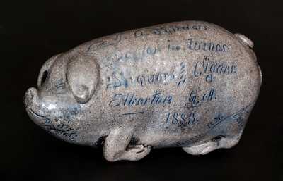 Anna Pottery Georgia Advertising Pig Bottle: J.O. Sanders. / Dealer in Wines / Liquors and Cigars. / Elberton G.A. / 1883