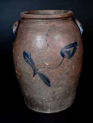 James River Virginia Stoneware Jar with Cobalt Tulip Decoration