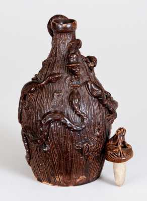 Small-Sized 1886 Snake Jug / Temperance Jug, probably Boonville, Missouri, Anna Pottery-Related