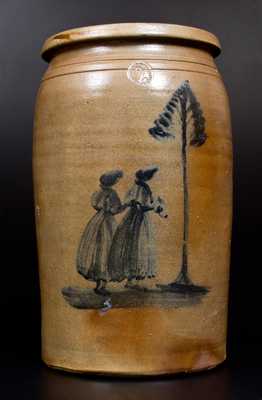 Morgantown Stoneware Jar w/ Decoration of Two Women, David Greenland Thompson