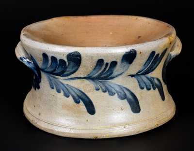 Scarce Handled Spittoon w/ Cobalt Foliate Decoration, attrib. Richard C. Remmey, Philadelphia