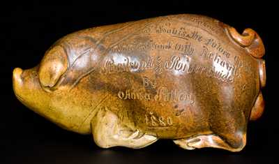 By Anna Pottery / 1880 Stoneware Pig Bottle