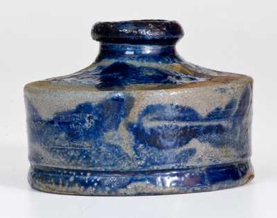 Very Rare Stoneware Inkwell with Profuse Cobalt Floral Decoration, Baltimore, circa 1825