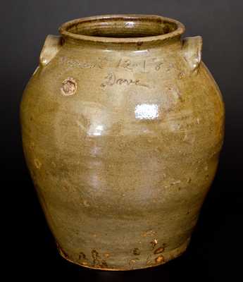 Dave / August 12. 1851 / Lm Edgefield, SC Stoneware Jar