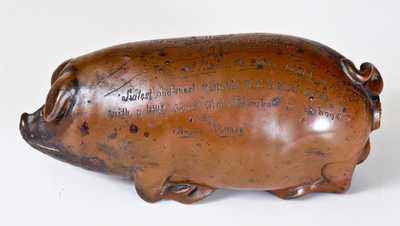 Anna Pottery Pig Bottle, Inscribed With a little Good Old Bourbon in a hogs- / By Anna Pottery