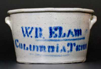 W.R. ELAM / COLUMBiA. Tenn Stoneware Jar made by J.H. Miller, Brandenburg, KY