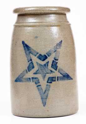 Western PA Canning Jar with Stenciled Cobalt Star Decoration