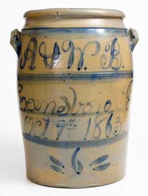 A. & W. B. / Greensboro, Pa. / Oct. 9th 1863, Boughner Family Stoneware Jar