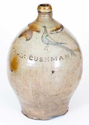 PAUL : CUSHMANS Stoneware Stoneware Jug with Incised Bird Decoration, Albany, New York