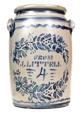 Rare FROM J. LITTELL (Greensboro, PA) Stoneware Jar w/ Elaborate Stencilled Decoration