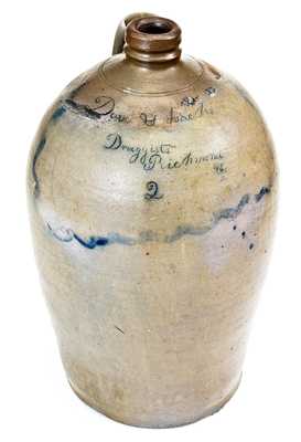 Dove & Isacks / Druggists / Richmond / Va Stoneware Jug, attrib. Stephen B. Sweeney, Henrico County, VA, 1847-51