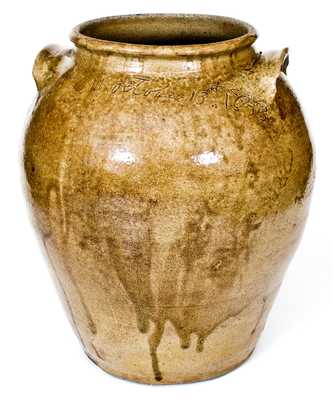Early Dave (David Drake) Stoneware Jar, October 13, 1843, Reverend John Landrum Pottery, Horse Creek Valley, Edgefield District, SC