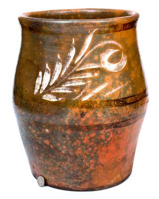 Outstanding Large-Sized Redware Jar, Rochester-Genesee Valley, NY, circa 1840-60