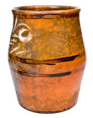 Outstanding Large-Sized Redware Jar, Rochester-Genesee Valley, NY, circa 1840-60