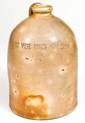 SILVER KING SALOON Stoneware Jug, attrib. George Suttles, La Vernia, Texas
