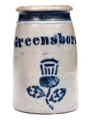 Exceptional Small GREENSBORO Stoneware Canning Jar w/ Thistle Decoration