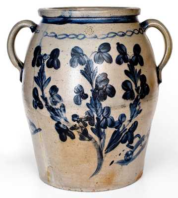 Ten-Gallon Baltimore Stoneware Jar w/ Wheelbarrow Decoration