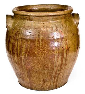 Outstanding Stoneware Jar Inscribed Lm / Dave / Decr. 17 1857 Edgefield District, SC