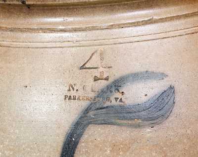 Rare N. CLARK / PARKERSBURG, WV Stoneware Jar w/ Cobalt Decoration