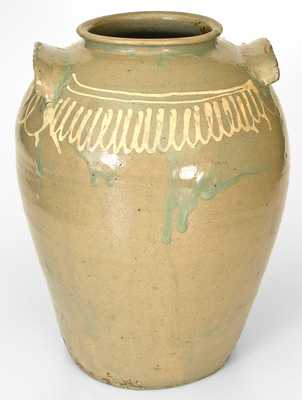 Fine Five-Gallon Stoneware Jar with Kaolin Slip Decoration, attributed to Thomas Chandler, Edgefield District, SC, circa 1850