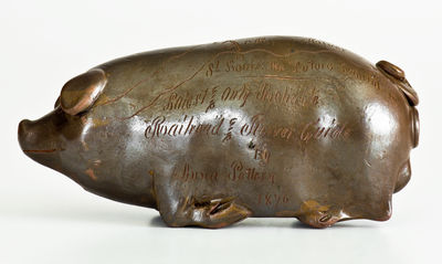 1876 Anna Pottery (Kirkpatrick Bros.) Albany-Glazed Pig Bottle