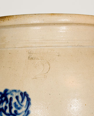 Scarce EVAN R. JONES / PITTSTON, PA Stoneware Jar w/ Cobalt Rose Decoration