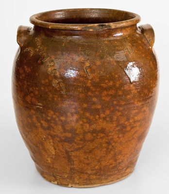 Five-Gallon David Drake Stoneware Jar, Inscribed Lm / Aug 1. 1855 w/ Exceptional Glaze