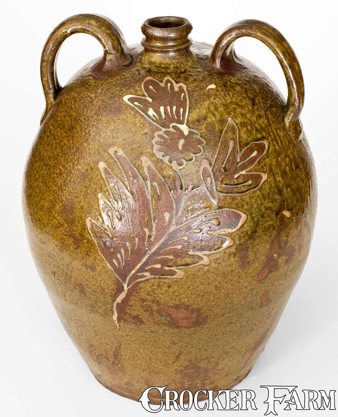 Exceptional Collin Rhodes (Shaw's Creek, Edgefield, SC) Five-Gallon Double-Handled Jug w/ Elaborate Two-Color Slip Decoration