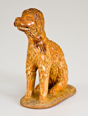 Extremely Rare Redware Figure of a Dog, attributed to Solomon Bell, Strasburg, VA, circa 1850-1880