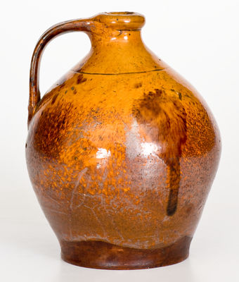 New England Redware Jug w/ Manganese Decoration, early to mid 19th century