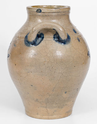 Attrib. Jonathan Fenton (Boston, Mass.) Stoneware Jar w/ Impressed Floral Decoration, late 18th century