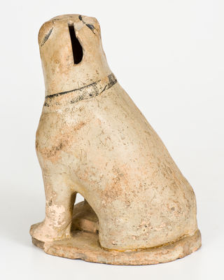Cold-Painted Stoneware Dog Bank, Midwestern origin, possibly Indiana