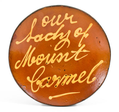 Our Lady of Mount Carmel, Norwalk, CT Redware Charger