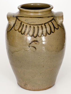 CHANDLER MAKER (Thomas Chandler, Edgefield District, SC) Four-Gallon Stoneware Jar w/ Iron Slip Decoration