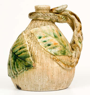 Rare and Fine Temperance / Snake Jug, Anna or Texarkana Pottery, c1885