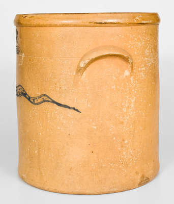 Rare Four-Gallon Ohio Stoneware Crock with Cobalt Snake Decoration