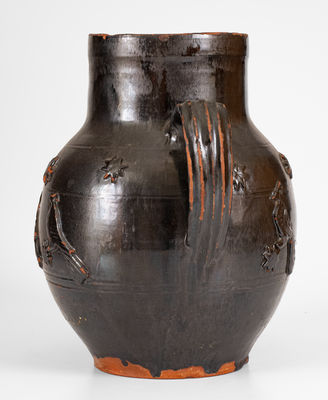 Exceptional Redware Pitcher w/ Relief Bird, Stars, and "J. F." Initials, probably Philadelphia