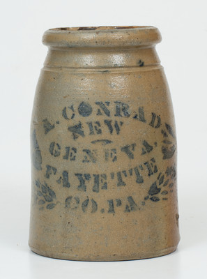 Small-Sized A. CONRAD / NEW GENEVA / FAYETTE CO., PA Stoneware Canning Jar