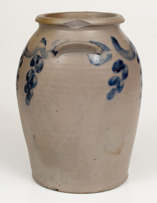 Attrib. John Swann, Alexandria, Virginia Stoneware Jar w/ Cobalt Drape Decoration