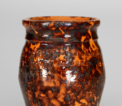 Exceptional Miniature JOHN W. BELL / WAYNESBORO, Pa. Glazed Redware Jar