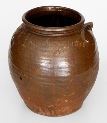 “Lm / July 21-1853” (David Drake at Lewis Miles’s Stony Bluff Manufactory, Horse Creek Valley, Edgefield District, SC) Stoneware Jar