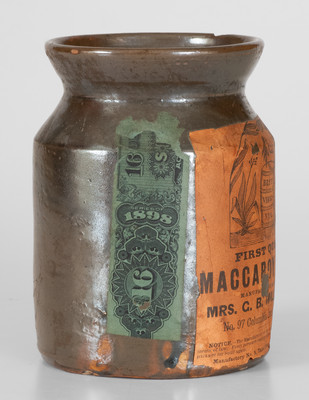 Rare Stoneware Tobacco Jar w/ Mrs. C. B. Miller & Co. / New York City Paper Label