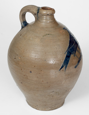 Outstanding and Rare New York City Stoneware Jug w/ Large Incised Bird, late 18th / early 19th century
