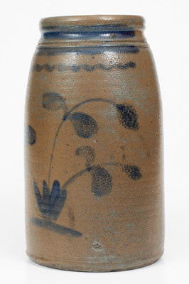 Rare Large-Sized Western PA Stoneware Canning Jar w/ Freehand Decoration