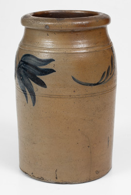 One-Gallon Western PA Stoneware Jar w/ Fine Floral Decoration