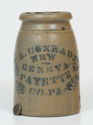Small-Sized A. CONRAD / NEW GENEVA / FAYETTE CO., PA Stoneware Canning Jar