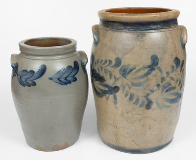 Lot of Two: Baltimore, MD and Western PA Stoneware Jars w/ Floral Decoration