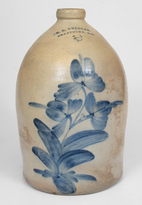 W.E. WELDING / BRANTFORD, ONT. Stoneware Jug w/ Floral Decoration