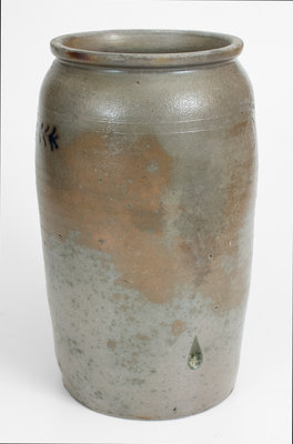 Rare 2 Gal. J. MILLER / Wheeling, VA Stoneware Jar with Slip-Trailed Decoration Dated 